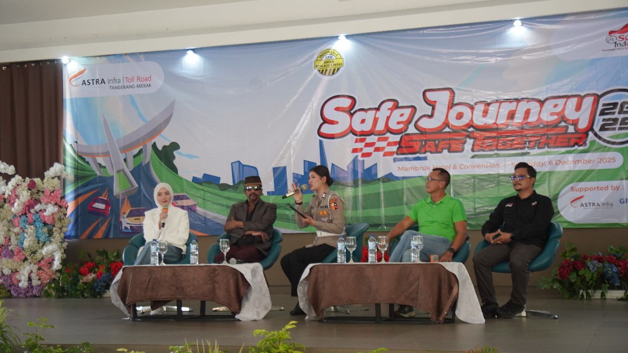 Kegiatan talkshow Road Safety Campaign & Fun Rally: "Safe Journey, Safe Together" yang diselenggarakan ASTRA Infra Toll Road Tangerang-Merak, Sabtu (6/12/2025). (Ist)