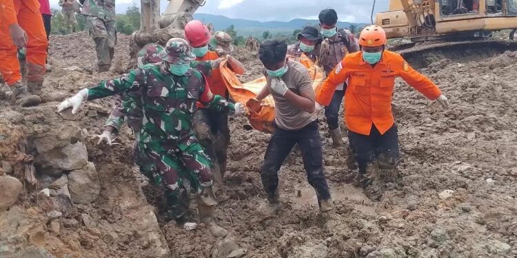Petugas BNPB sedang mengevakuasi korban banjir Sumatera. Foto : Ist