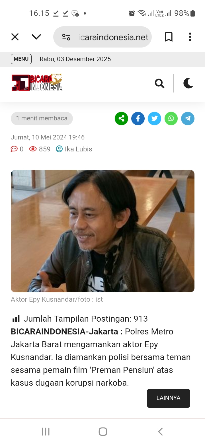 Aktor senior Epy Kusnandar. Foto : Ist