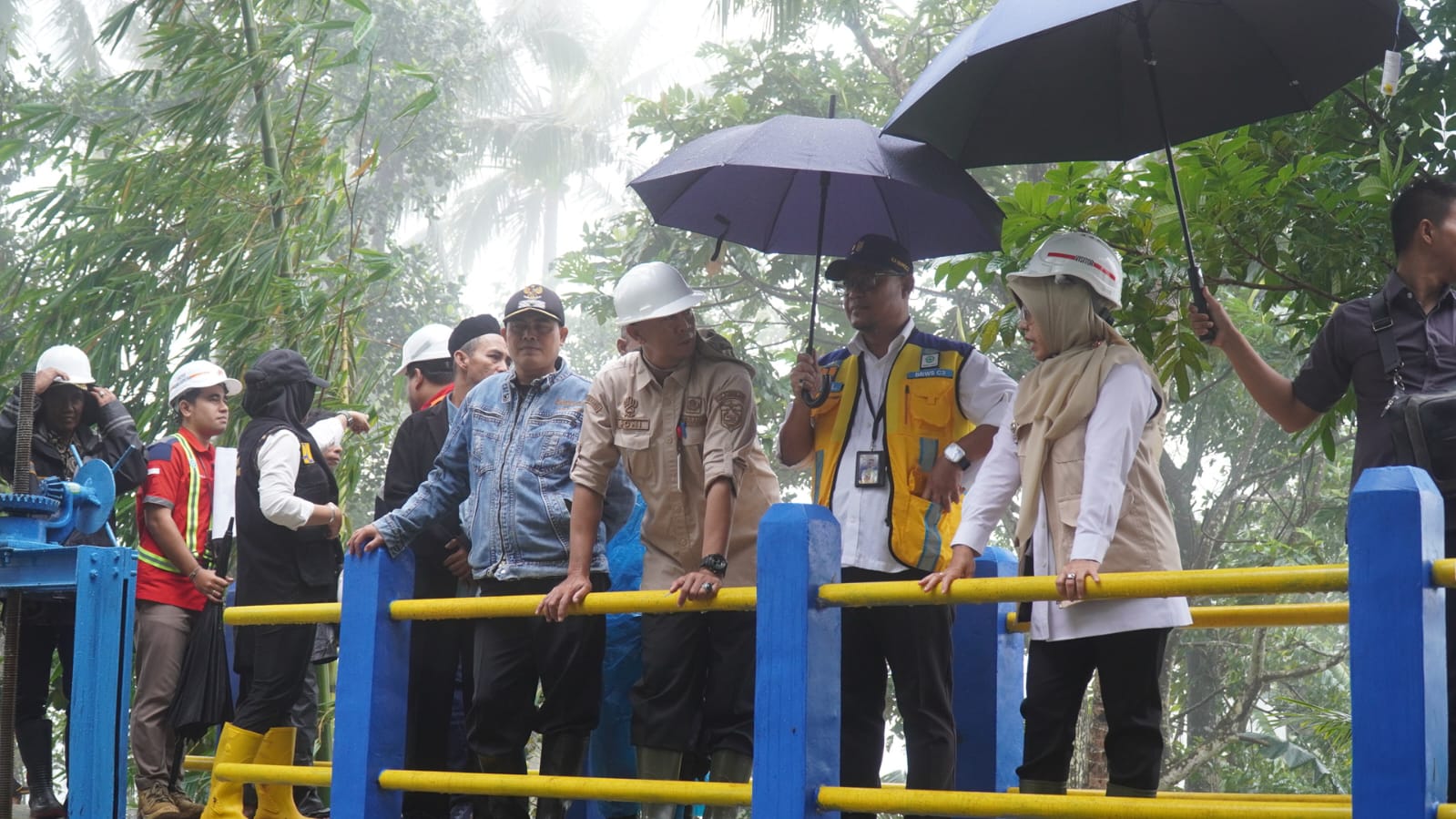 Bupati Pandeglang, Raden Dewi Setiani, saat melakukan monitoring pembangunan DI Ciseuseupan di Desa Pandat, Kecamatan Mandalawangi, Kamis (18/12/2025).(Istimewa)