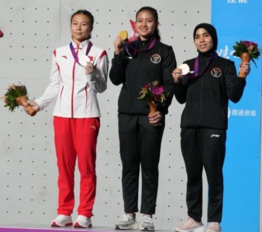 Atlet panjat tebing salah satu penyumbangcmedali emas untuk Kontingen Indonesia. Foto : Ist