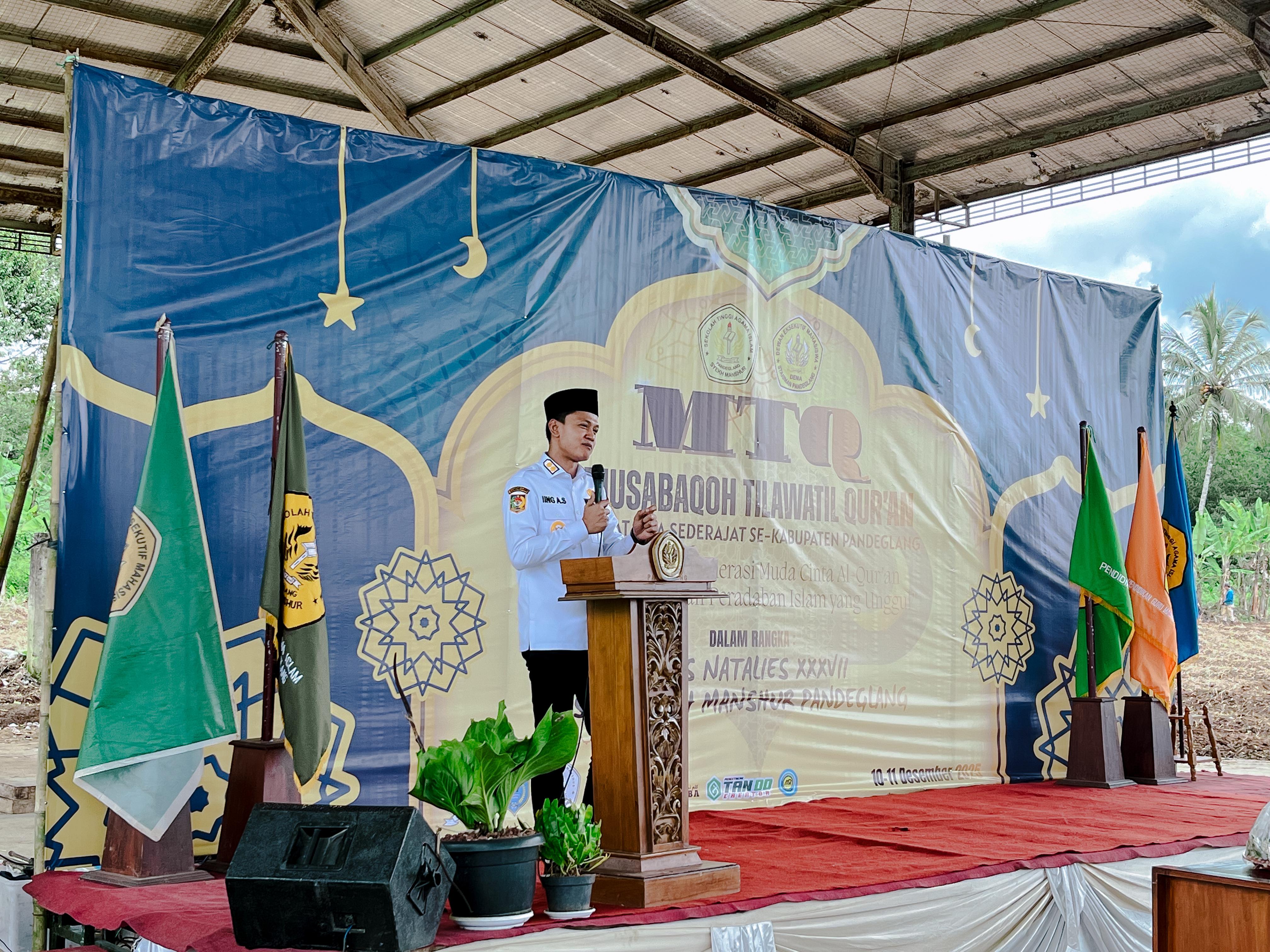 Wakil Bupati Pandeglang, Iing Andri Supriadi, saat menghadiri Kick Off Dies Natalis ke-XXXVII STAI Syekh Manshur, Rabu (10/12/2025).(Istimewa)