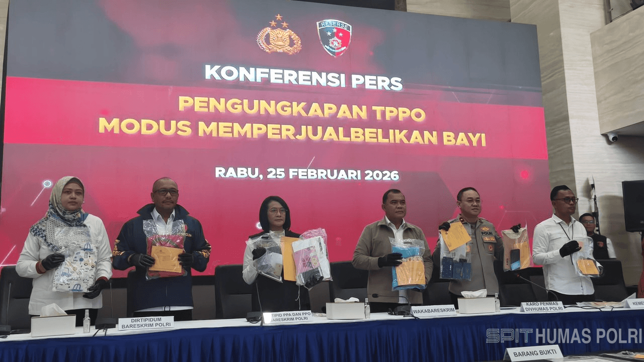 Konferensi pers terkait kasus jual beli anak via medsos. Foto : Ist
