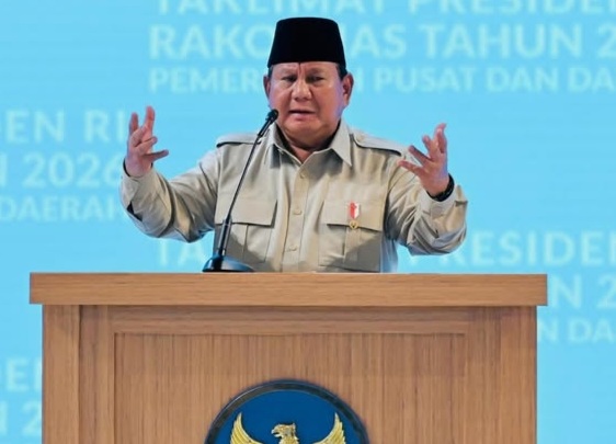 Presiden Prabowo pada acara Rapat Koordinasi Nasional (Rakornas) Pemerintah Pusat-Daerah Tahun 2026 di Sentul, Bogor. Foto : Ist