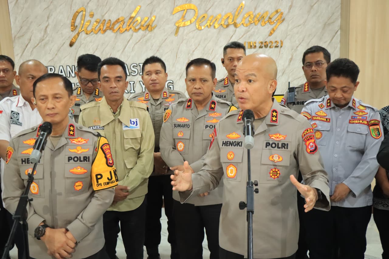 Polda Banten bersama Polda Lampung menggelar rapat koordinasi lintas sektoral dalam rangka persiapan pengamanan arus mudik dan arus balik Lebaran 2026, di Mapolda Lampung, Jumat (27/2/2026).(Istimewa)