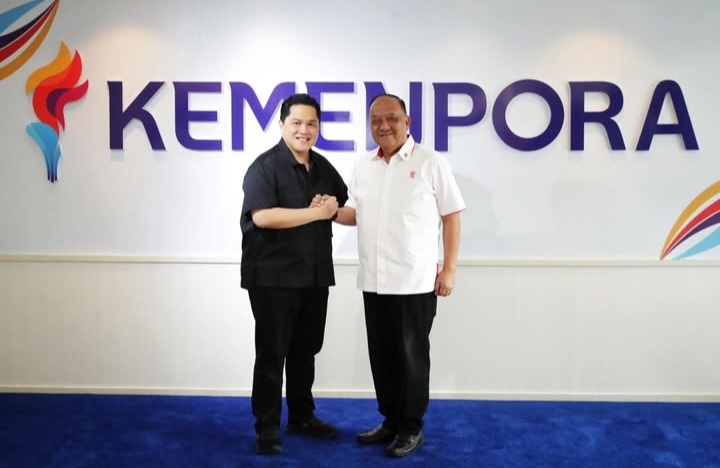 Kemenpora Erick Thohir dan Ketua Umum KONI Pusat Marciano Norman. Foto : Ist