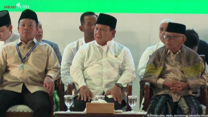 Presiden Prabowo saat menghadiri acara Pengukuhan dan Taaruf Pengurus MUI di Masjid Istiqlal. Foto : Ist