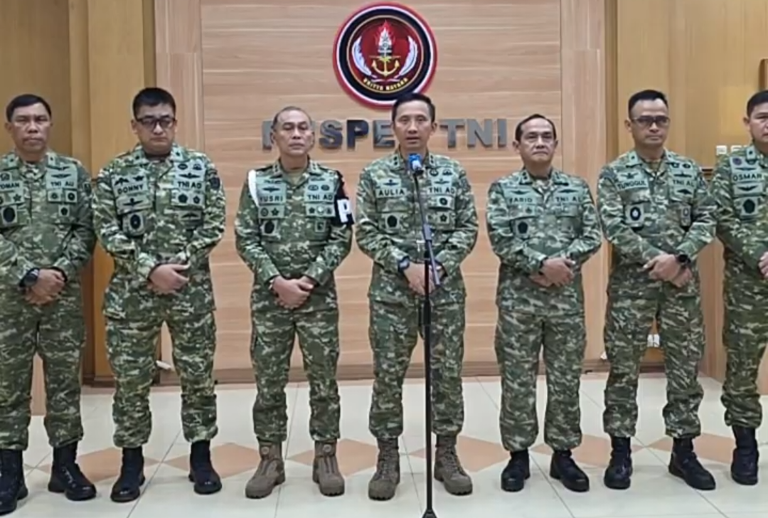 Kepala Pusat Penerangan TNI, Aulia Dwi Nasrullah saat konferensi pers. Foto ; Ist