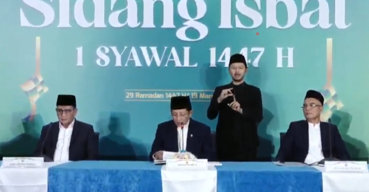 Menag Nasaruddin Umar saat konferensi pers penetapan 1 Syawal 1447 H. Foto : Ist