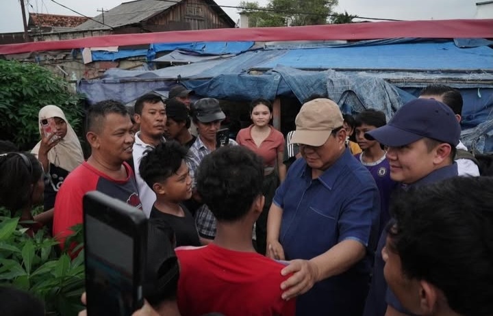 Presiden Prabowo (topi coklat) saat sidak ke kawasan Senin pada Kamis (26/3/2026). Foto : Bakom Presiden