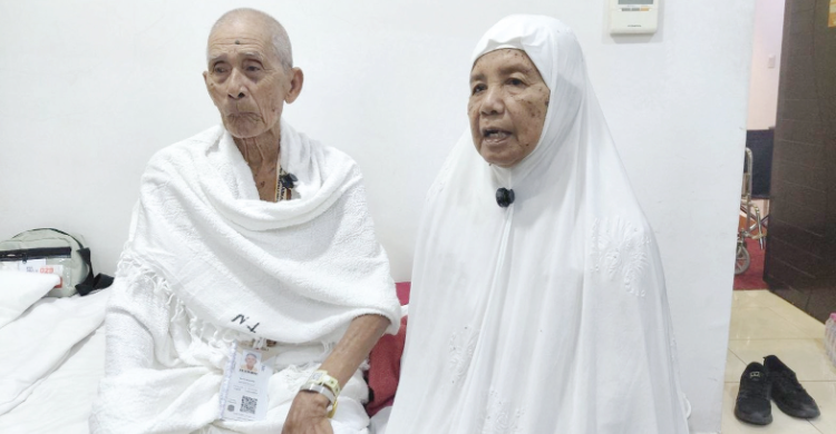 Haji asal Yogyakarta Mbah Taruno dan Sumarni. Foto : M Rusmadi