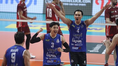 Boy Arnes cs sukses menang 3-0 dari Perumda Tirta Bhagasasi Bekasi dengan skor telak 3-0 (25-15, 25-22, 25-18). Foto : Ist