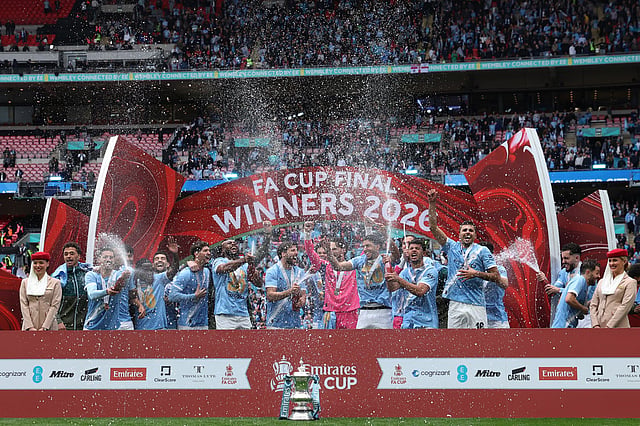 Manchester City sukses menjuarai Piala FA 2025/2026 setelah menaklukkan Chelsea dengan skor tipis 1-0 pada partai final di Stadion Wembley, Sabtu (16/5/2026) malam WIB. Foto : Ist