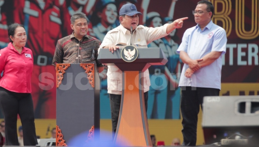 Presiden Prabowo diacara Hari Buruh Nasional di Monas Jumat (1/5/2026). Foto ::Ist