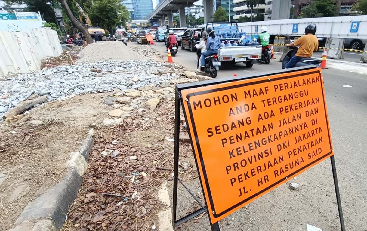 Perbaikan kawasan di Jln HR Rasuna Said, Kuningan, Jakarta Selatan. Foto : Ist