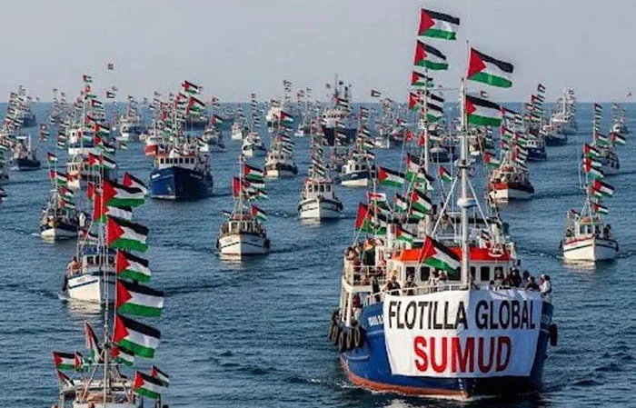 Rombongan Kapal Internasional Global Sumud Flotilla (GSF) 2.0 di sekitar perairan Siprus, Mediterania Timur. Foto : Ist