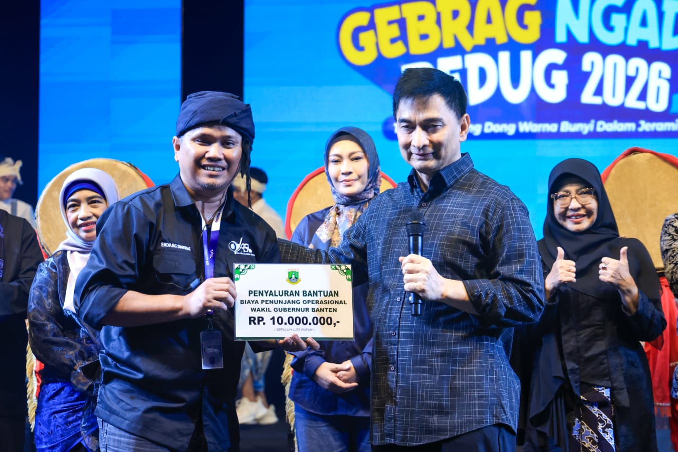 Wagub Dimyati Natakusumah pada acara Gebrag Ngadu Bedug 2026 di Alun-alun Pandeglang, Jumat (29/5). Foto : Humas Pemprov