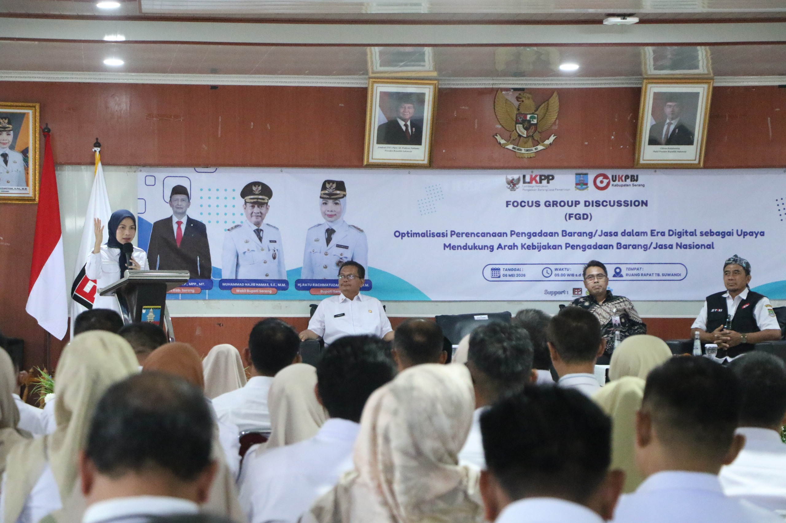 Suasana Focus Group Discussion (FGD) tentang “Optimalisasi Perencanaan Pengadaan Barang/Jasa dalam Era Digital sebagai Upaya Mendukung Arah Kebijakan Pengadaan Barang/Jasa Nasional” yang digelar Unit Kerja Pengadaan Barang/Jasa di Aula Tb. Suwandi pada Rabu (6/5). HUMAS PEMKAB SERANG