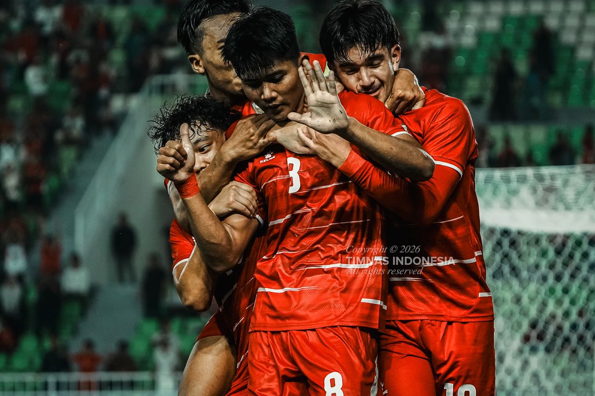 Selebrasi Garuda muda usai tekuk Myanmar 3-0. Foto : Ist