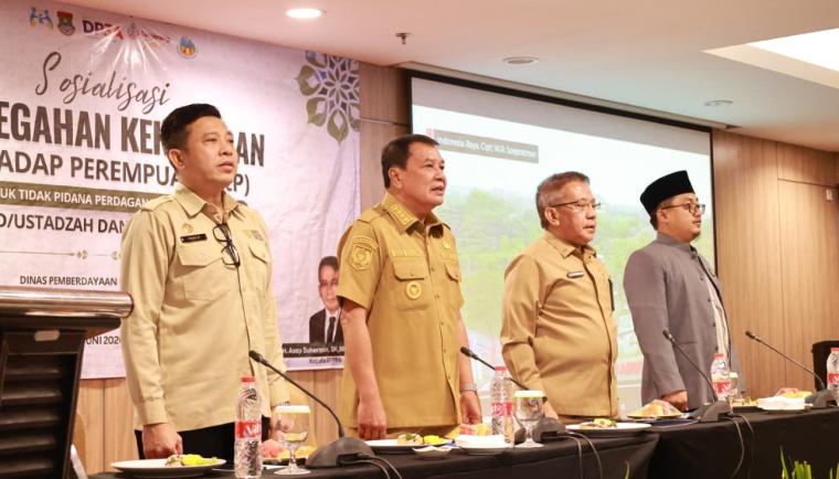 Bupati Tangerang, Moch Maesyal Rasyid, saat membuka acara sosialisasi pencegahan kekerasan kepada perempuan dan Tindak Pidana Perdagangan Orang (TPPO), Selasa (9/6).
