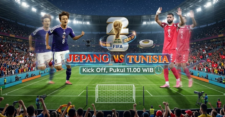Laga Jepang vs Tunisia akan tersaja Minggu (21/6/2026) pukul 11.00. Foto : Ist