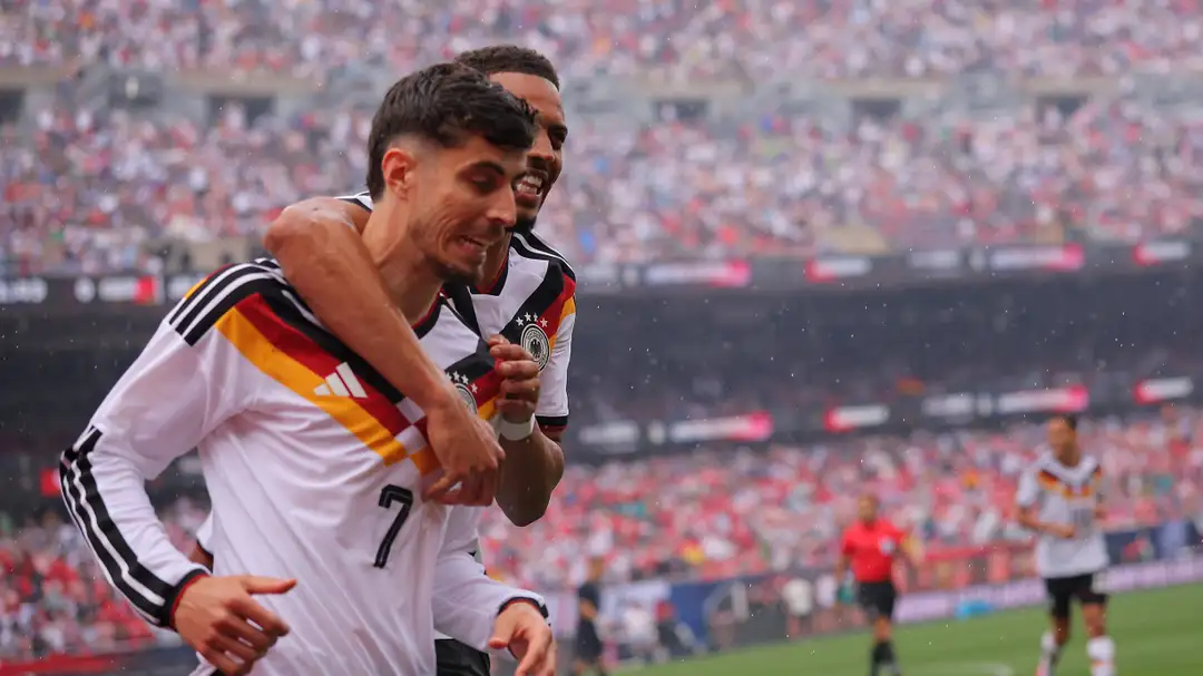 Selebrasi Skuad Jerman usai menundukkan AS 2-1. Foto : Ist