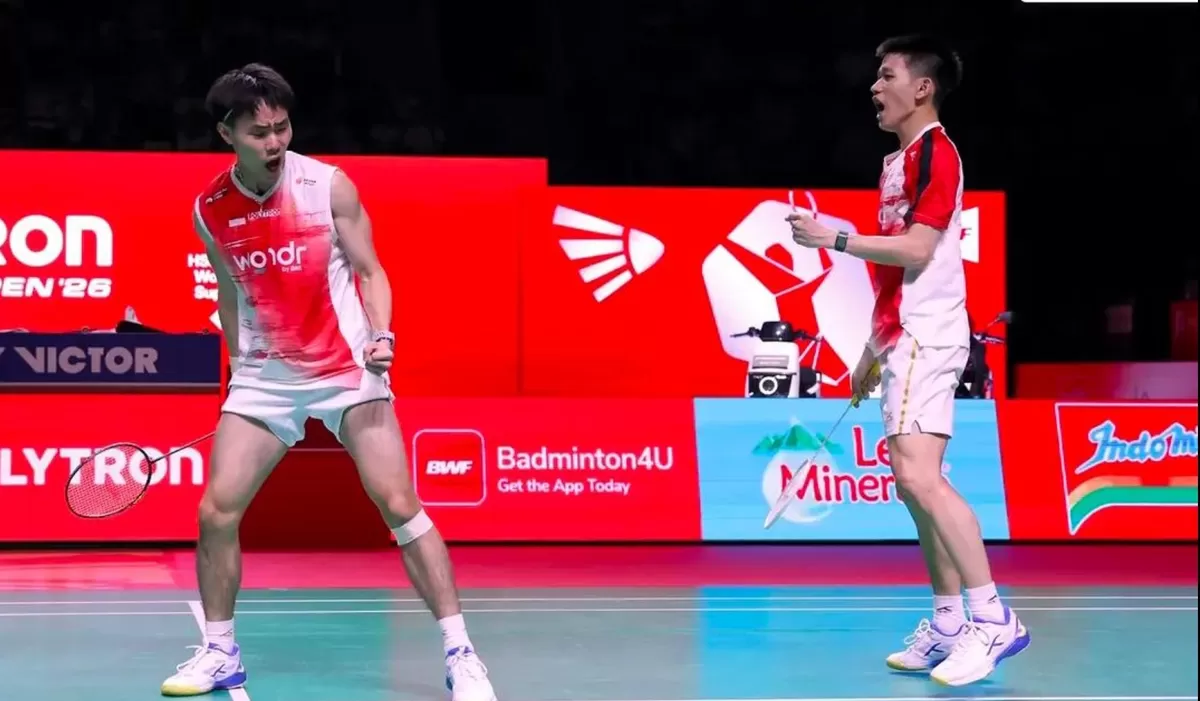 Ganda putra  Raymond Indra/Nikolaus Joaquin sukses melaju ke Final Indonesia Open 2026. Foto : Ist