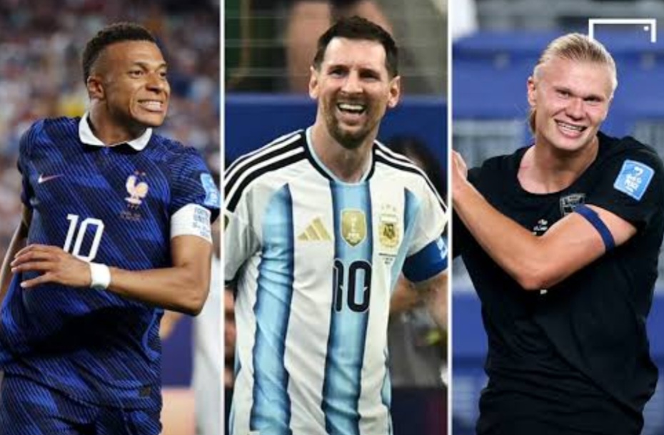 Bersaing jadi Top Skor Piala Dunia 2026 Mbappe (kiri) Messi (tengah) dan Haaland (kanan). Foto : Ist
