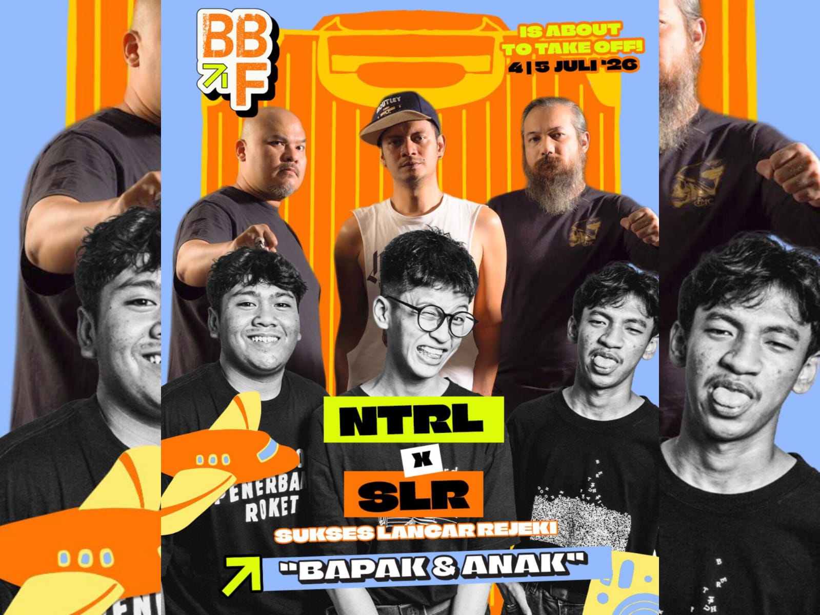 NTRL dan SLR akan tampil dalam kolaborasi spesial bertajuk "Bapak & Anak" di Boardang Boarding Festival (BBF) 2026 yang digelar pada 4-5 Juli 2026 di Edutown BSD City. (Dok. BBF)