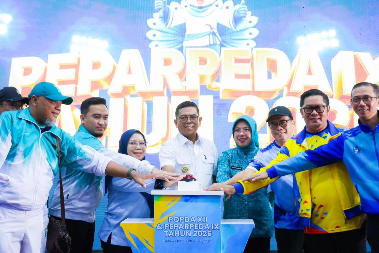 bernur Andra Soni membuka Pekan Olahraga Paralimpik Pelajar Daerah (Peparpeda) IX 2026 Provinsi Banten di Asa Sport Center Kota Cilegon, Rabu (24/6).