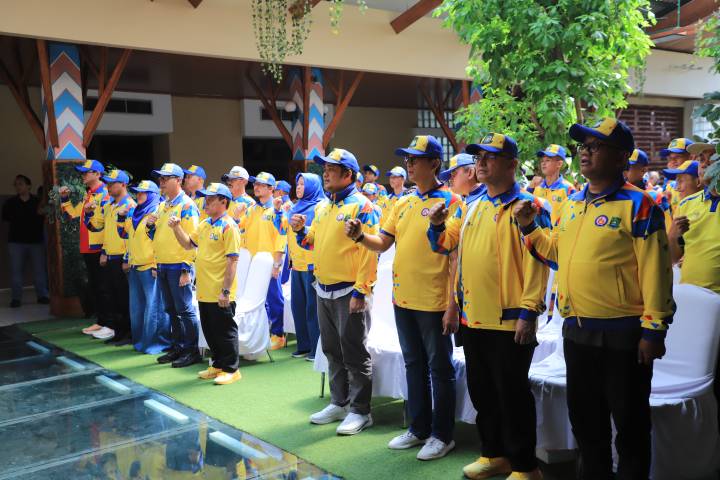 PELEPASAN. Kegiatan pelepasan Kontingen Pekan Paralimpik Pelajar Daerah (Peparpeda) Kota Tangerang, di Aula Patio, Gedung Puspem Kota Tangerang, Kelurahan Sukaasih, Kecamatan Tangerang, Sabtu (20/6).