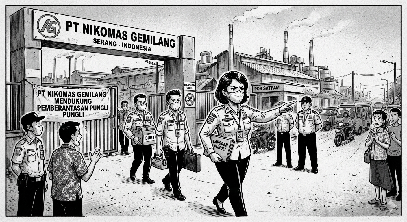 Tim Penanganan Pungutan Liar Bidang Ketenagakerjaan Kabupaten Serang mendatangani PT. Nikomas Gemilang di Jalan Raya Serang tepatnya di Desa Tambak, Kecamatan Kibin pada Jumat (19/6). Kedatangan tim untuk memetakan praktik pungli atau percaloan perekrutan tenaga kerja. HUMAS PEMKAB SERANG
