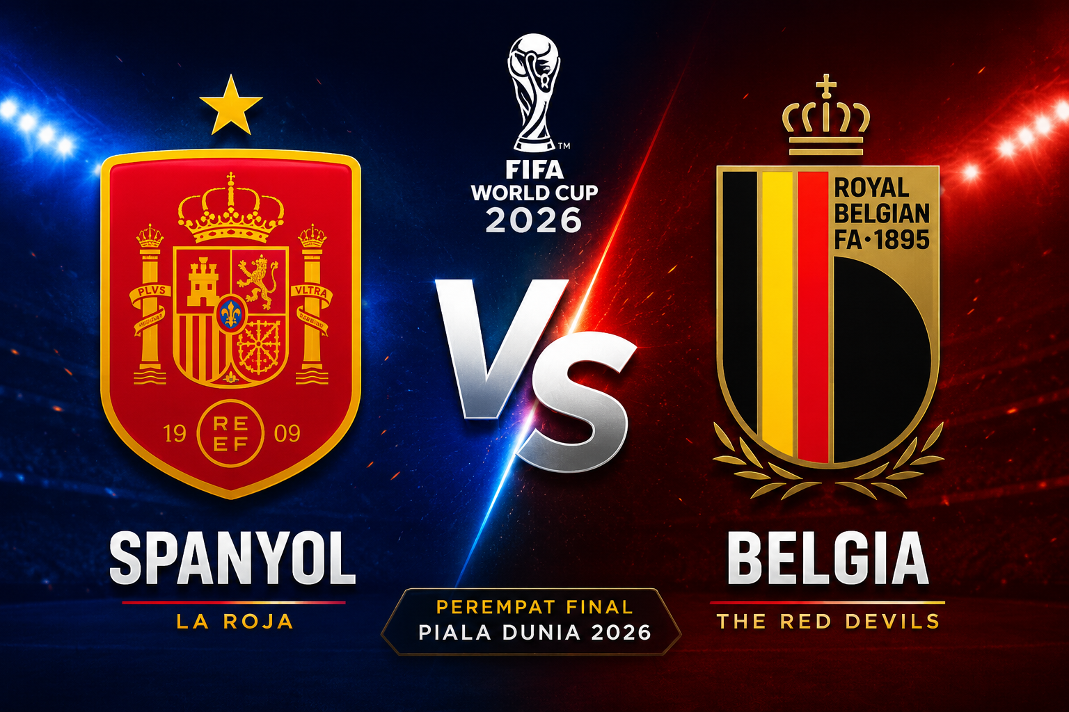 Laga perempat final Spanyol vs Belgia akan tersaji Sabtu (11/7/2026). Foto : Ist