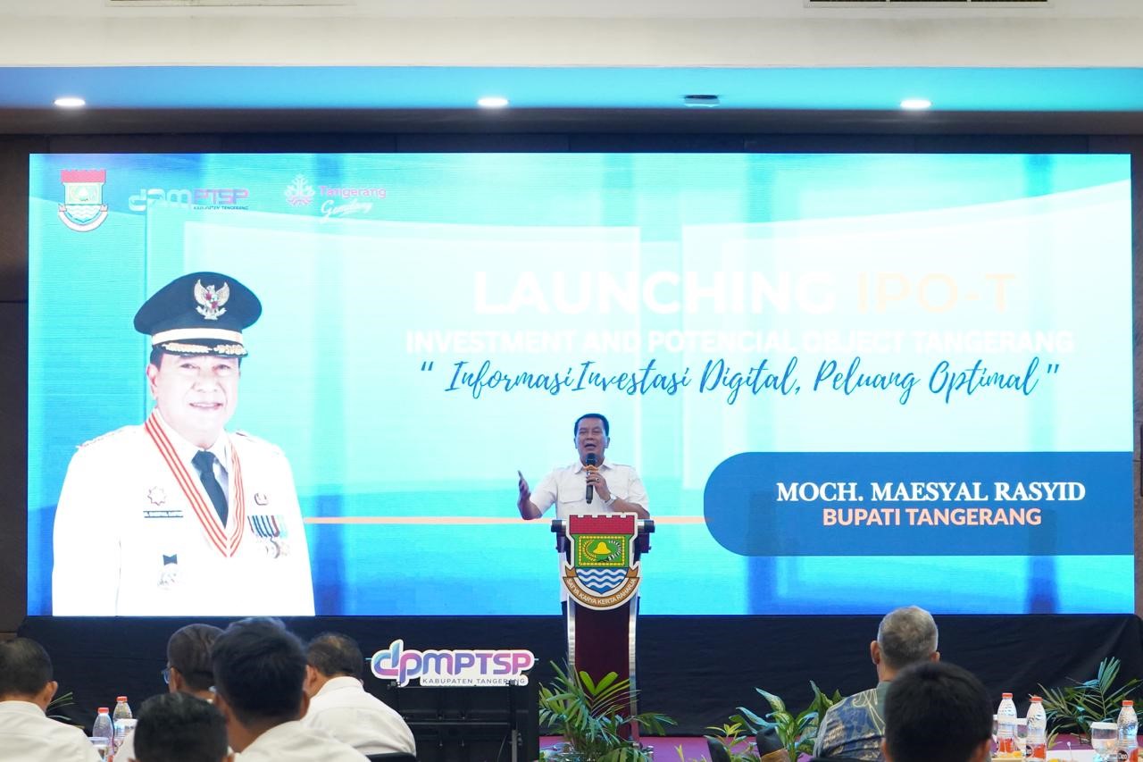 Bupati Tangerang Moch. Maesyal Rasyid meluncurkan aplikasi Investment and Potential Object Tangerang (IPO-T). Foto ; Humas Pemkab Tangerang
