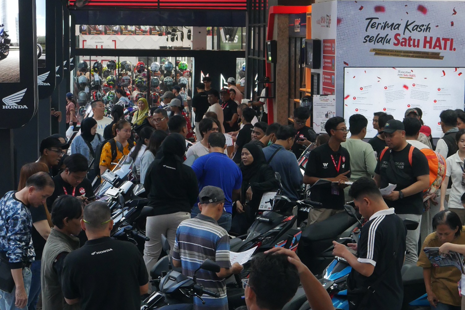 Pengunjung antusias mendatangi boot Honda di Jakarta Fair Kemayoran (JFK) 2026.(Foto: dok/WMS).