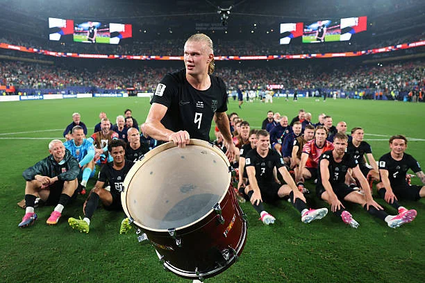 Selebrasi Timnas Norwegia dipandu Haaland. Foto : Ist