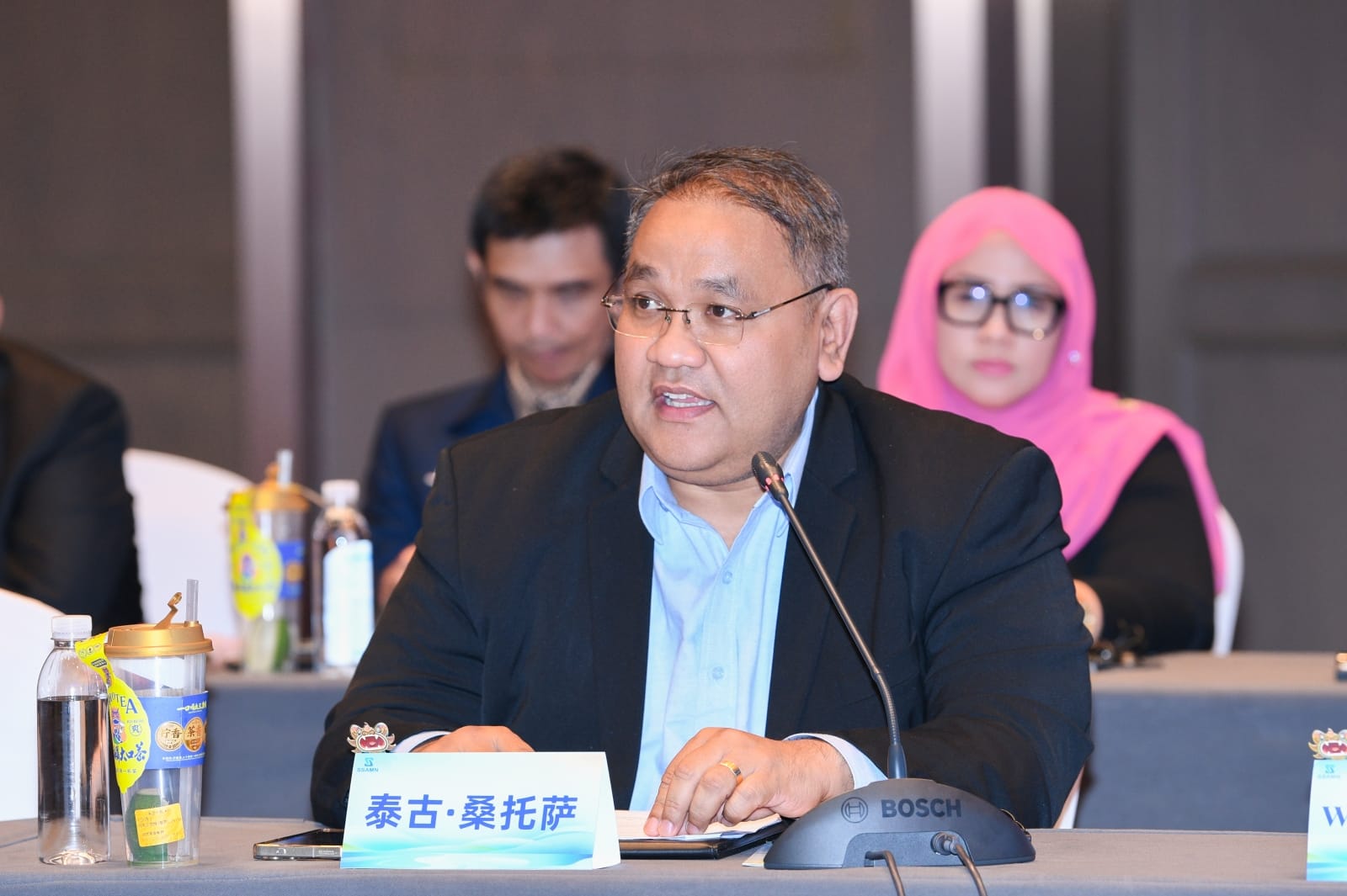 etua Umum Jaringan Media Siber Indonesia (JMSI), Teguh Santosa dalam pertemuan meja bundar media Asia Selatan dan Asia Tenggara yang diselenggarakan All China Journalists Association (ACJA) di Kunming, Yunnan, Selasa (14/7/2026).(Istimewa)