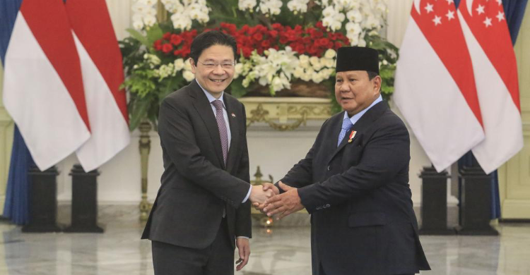 Presiden Praboeo dan Perdana Menteri Singapura Lawrence Wong. Foto : Ist