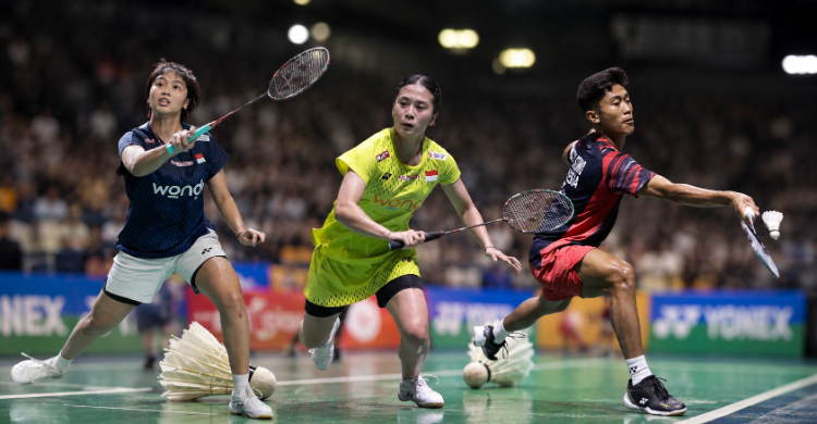 Pemain muda Indonesia Thalita Ramadhani Wiryawan, Ni Kadek Dhinda Amartya Pratiwi, dan Prahdiska Bagas. Foto : Ist