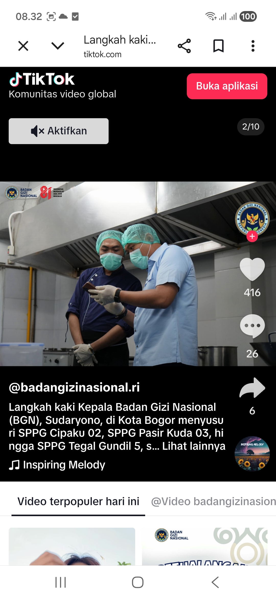 Kepala BGN Sudaryono saat meninjsu SPPG Kota Bogor. Foto : Ist