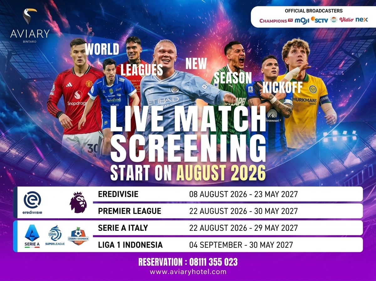 Aviary Hotel Bintaro ajak pecinta bola nikmati keseruan Live Match Screening sepanjang musim 2026/2027. (Dok. Hotel)