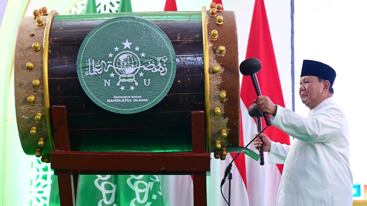 Presiden Prabowo pada pembukaan Nuktamar NU ke 35. Foto : Ist
