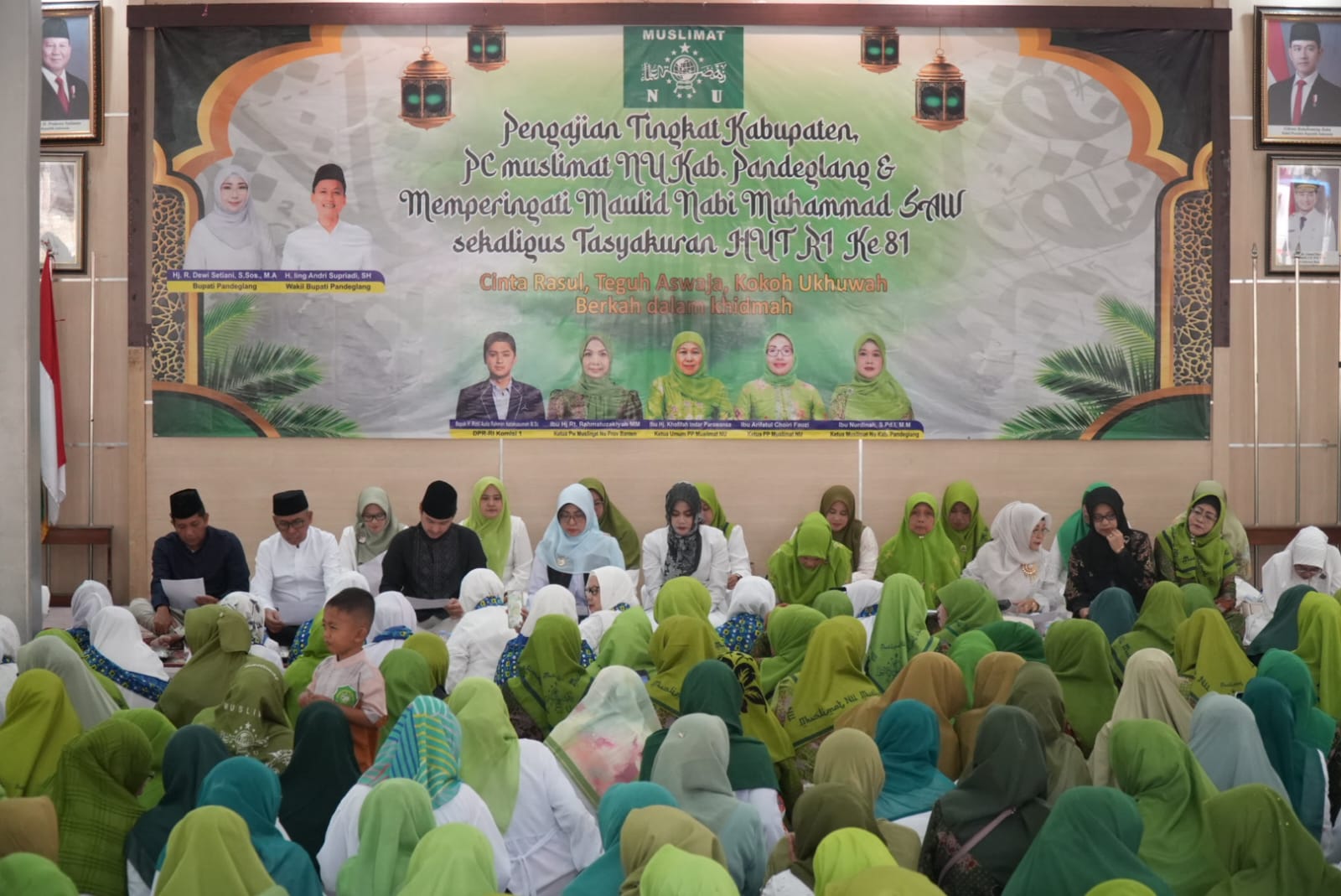 Suasana pengajian rutin Muslimat Nahdlatul Ulama (NU) sekaligus peringatan Maulid Nabi Muhammad SAW yang digelar di Pendopo Pandeglang, Sabtu (29/8/2026).(Istimewa)