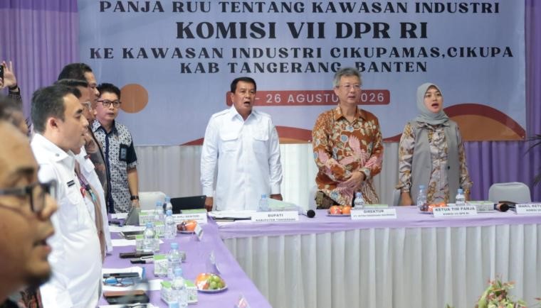 Bupati Tangerang Moch. Maesyal Rasyid menerima kunjungan kerja Komisi VII DPR RI di Kawasan Industri Cikupa Mas, Kecamatan Cikupa, Rabu (26/8/2026). Foto : Humas Doskominfo Kab. Tangerang
