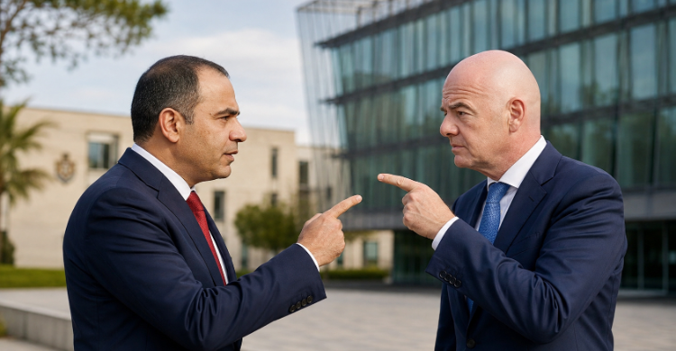 Ketua Federasi Sepak Bola Yordania (JFA), Ali bin Al-Hussein (kiri) dan Presiden FIFA Gianni Infantino. Foto : Ist