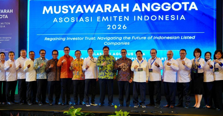 Menteri Koordinator Bidang Perekonomian Airlangga Hartarto, dalam Musyawarah Anggota Asosiasi Emiten Indonesia 2026 di Jakarta. Foto : Ist