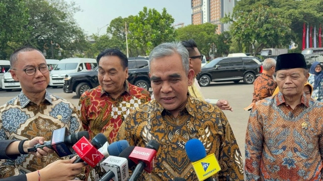 Ketua MPR Ahmad Muzani saat konferensi pers. Foto ; Ist