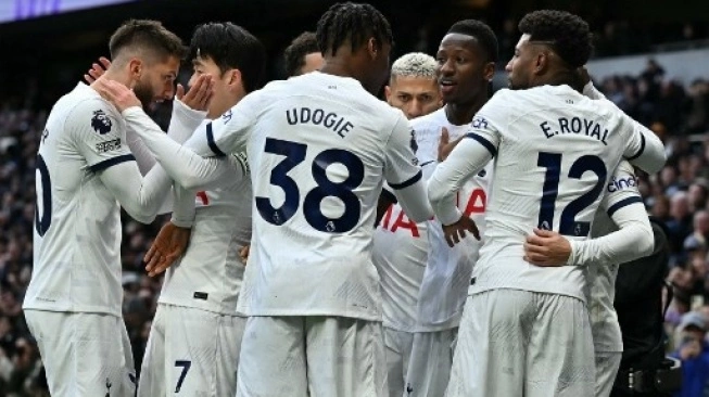 Selebrasi skuad Tottenham Hotspur. Foto : Ist