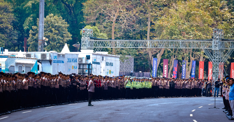 Apel pengamanan pertandingan FIFA ASEAN Cup 2026 yang digelar di Stadion Utama Gelora Bung Karno (SUGBK), Jakarta Pusat, Senin (28/9/2026). Foto : Ist