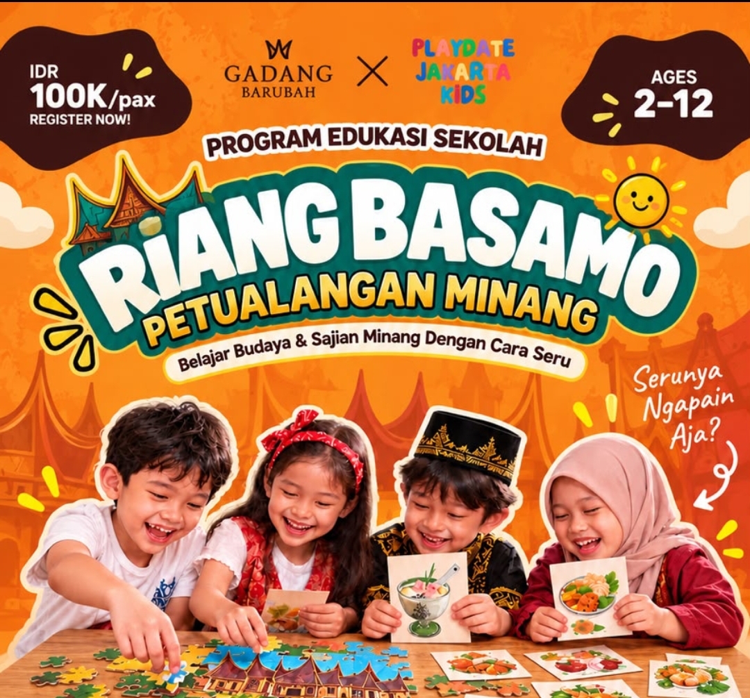 Riang Basamo akan digelar melalui kolaborasi Gadang Barubah dan Playdate Jakarta Kids pada Sabtu (3/10/2026). (IST)